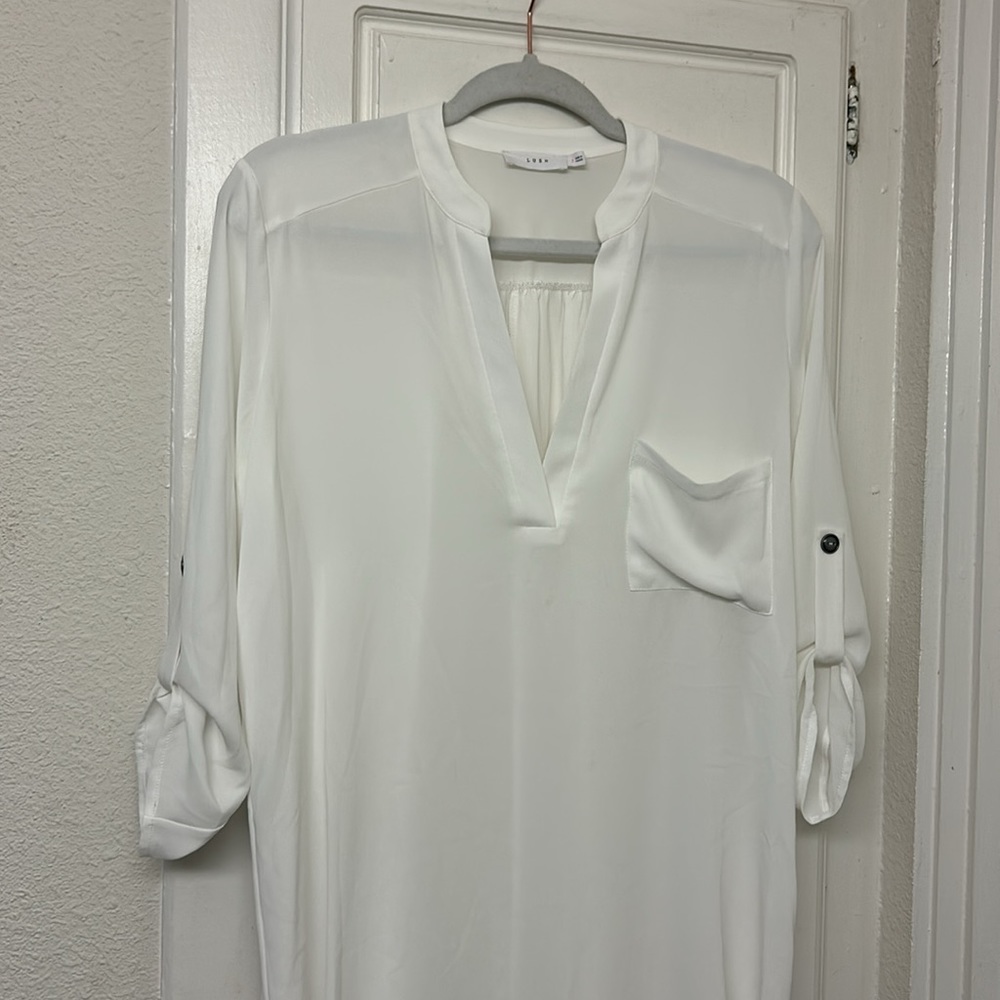 Bundle Lush Tunic Sheer Size Small black white Blouse Business Casual Work Wear - Picture 3 of 14